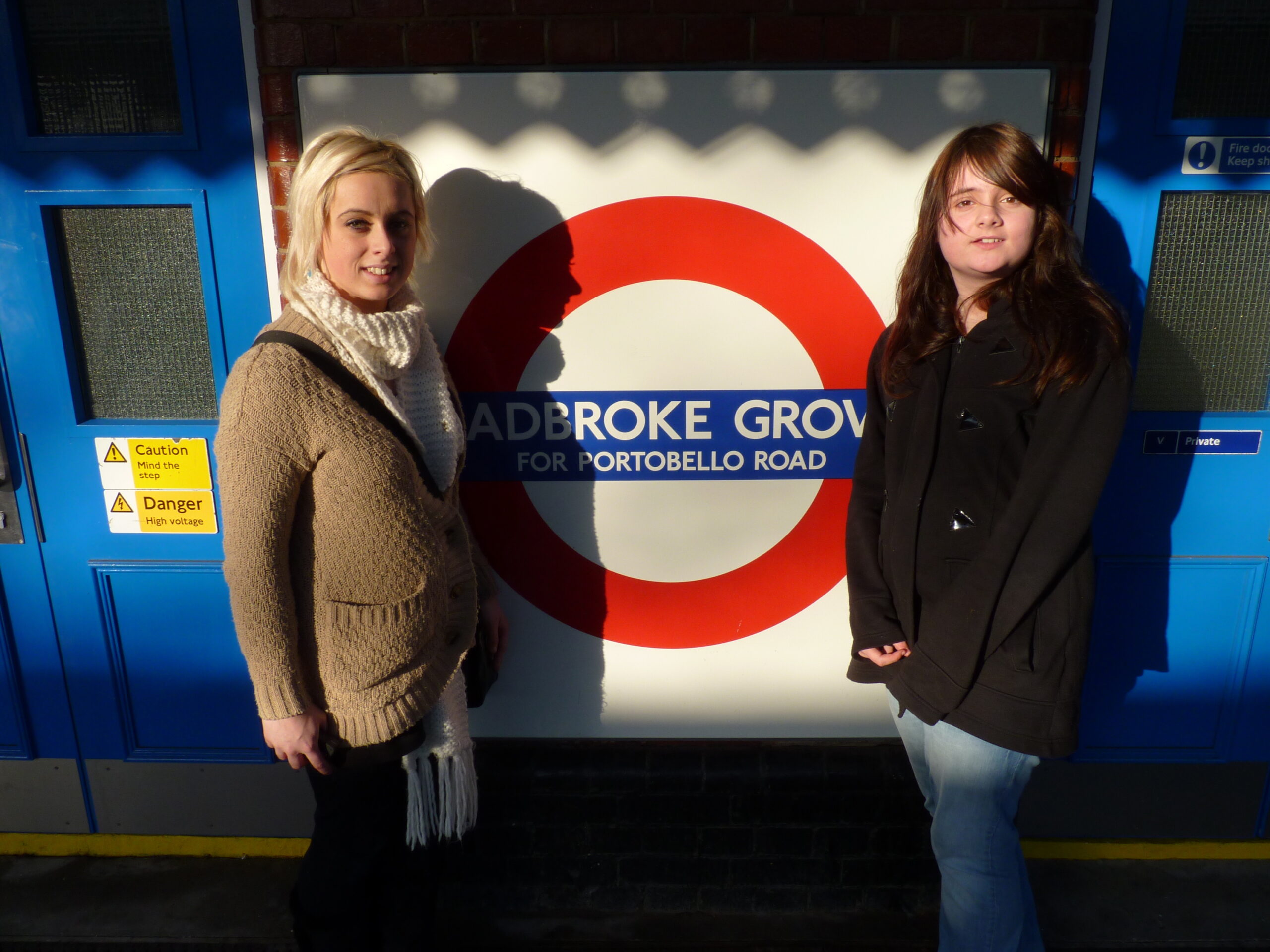 Emma and Clsire at Ladbroke Grove tube station